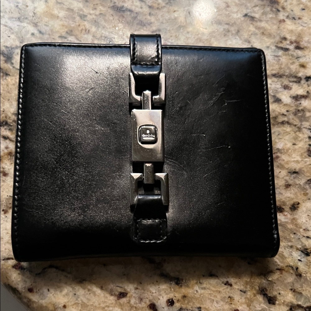 Gucci Jackie Black Leather Bifold Wallet w/ COA